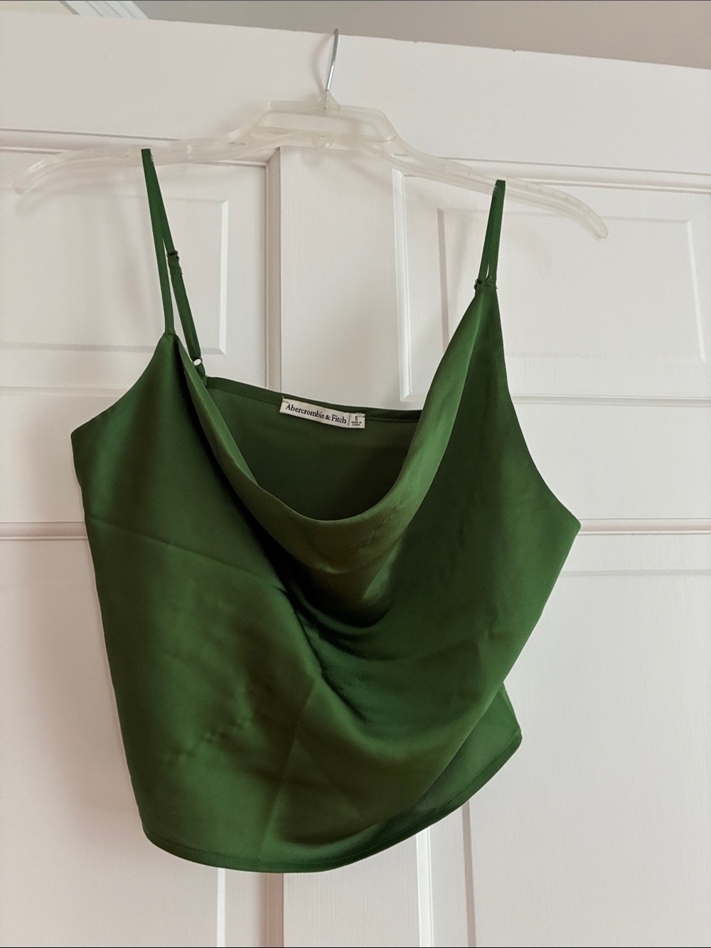 Abercrombie & Fitch satin asymmetrical cowl cami S green